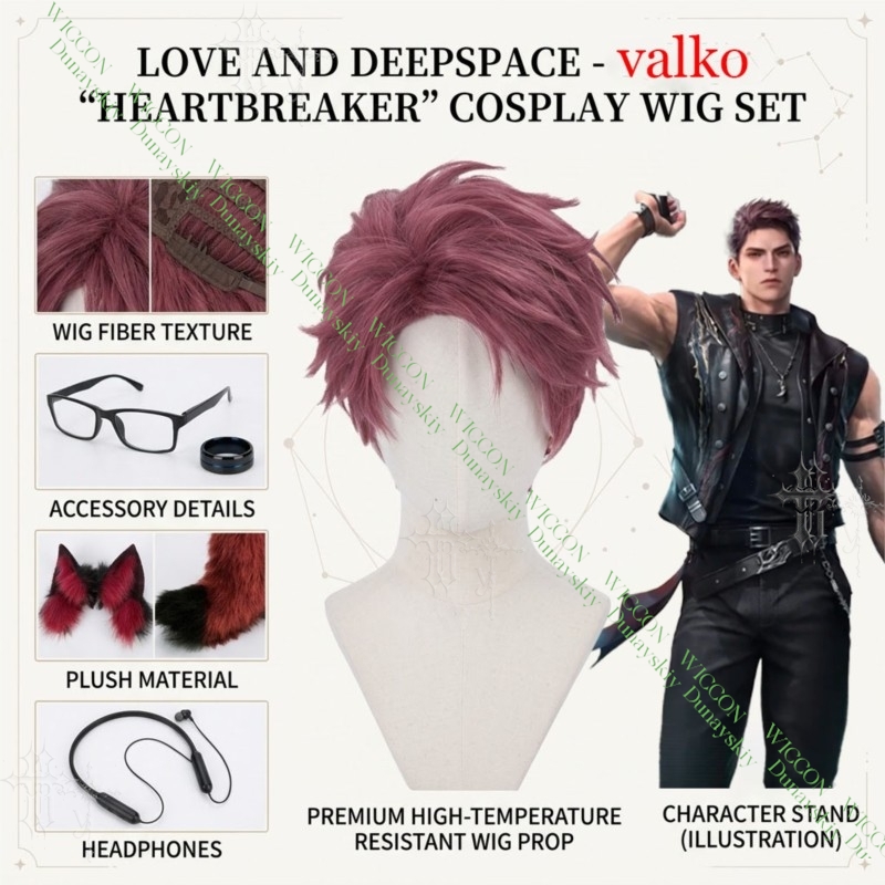Anime Cosplay Glasses - Zestaw Cosplay Love And Deepspace Valko