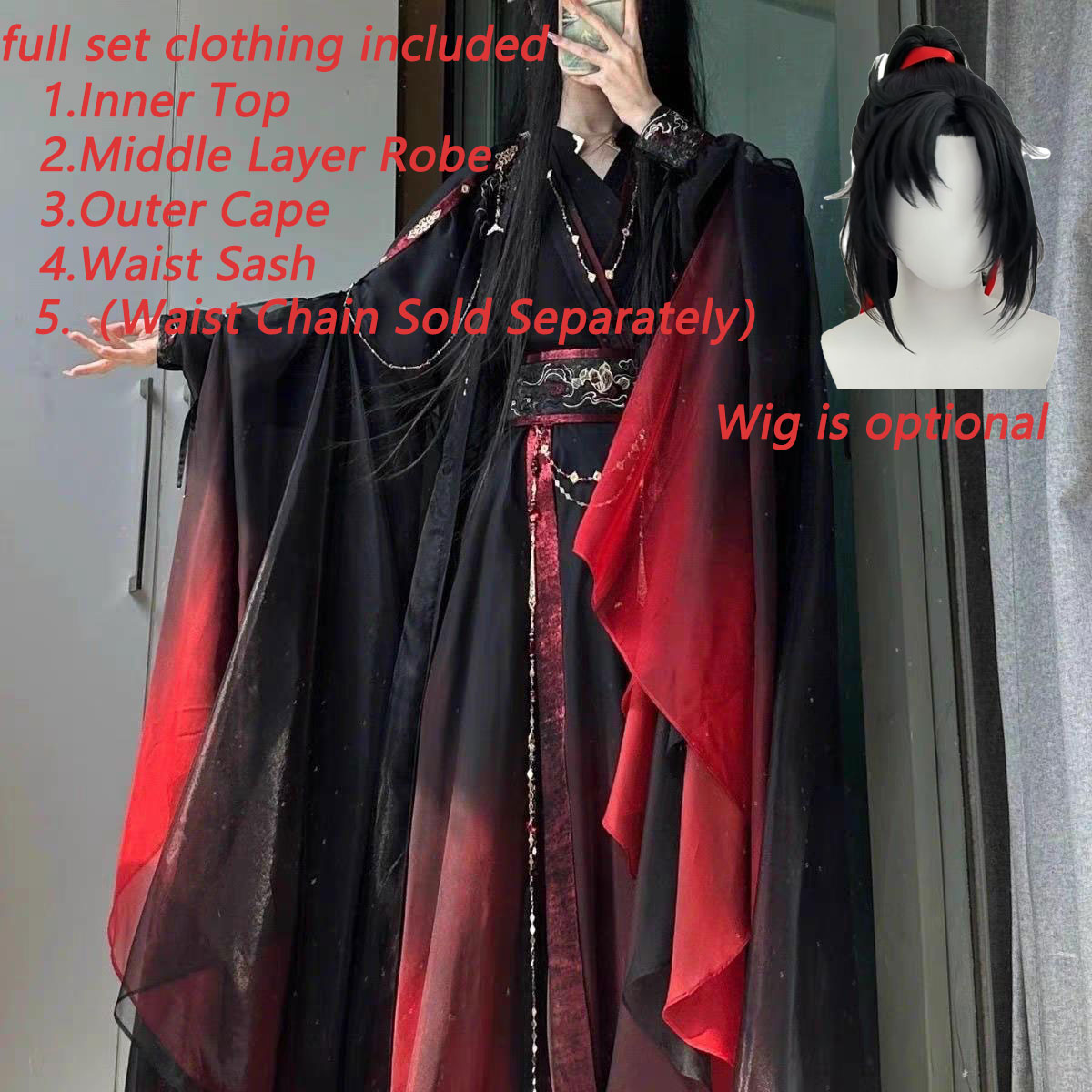 Cosplay Anime Black - Unisexowy strój w stylu starożytnych chińskich