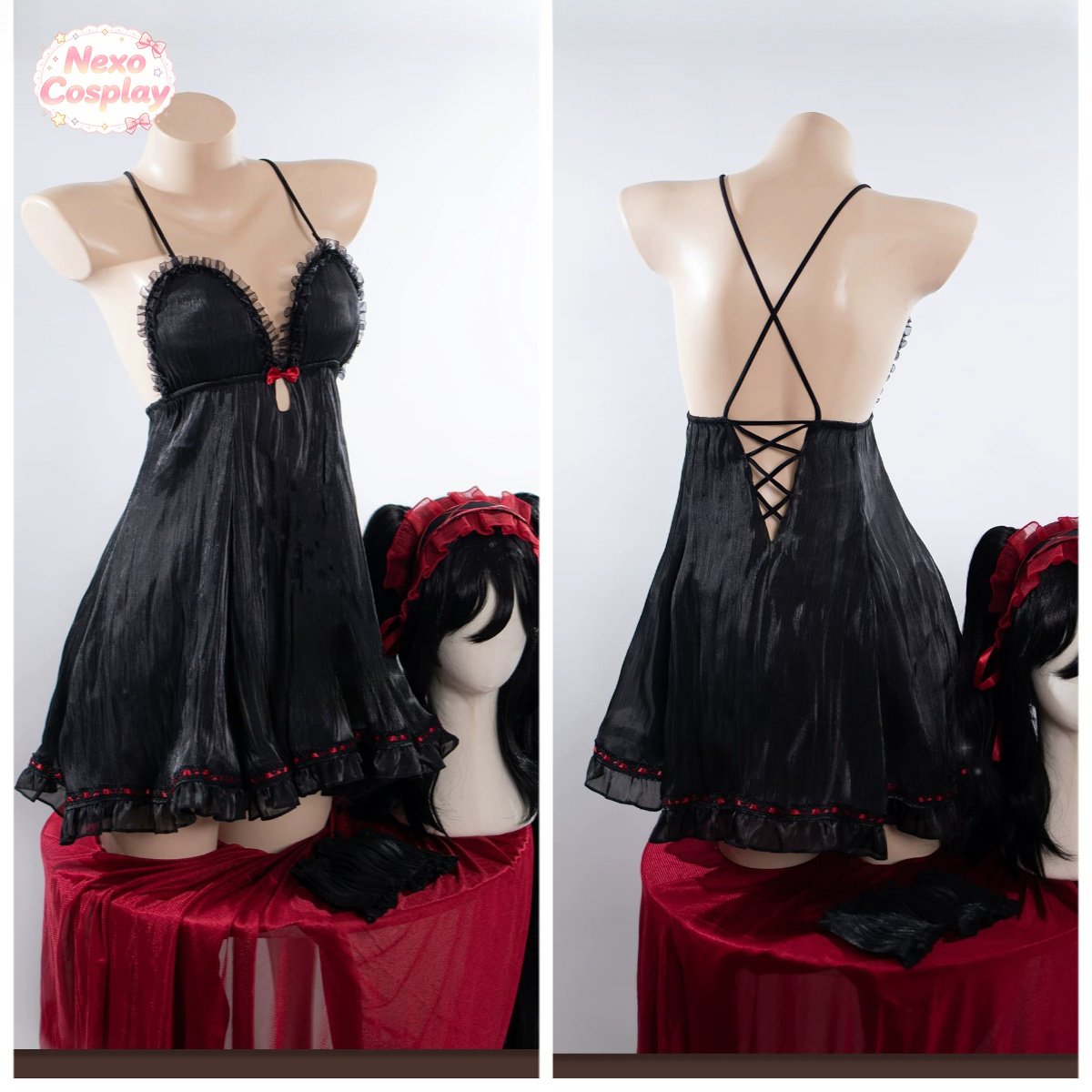 Cosplay Anime Black - Date A Live Tokisaki Kurumi Strój