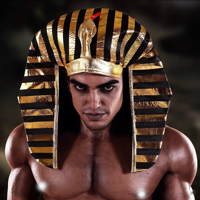 Egypt Cosplay Anime - Materiałowy egipski kapelusz faraona, złoty strój,