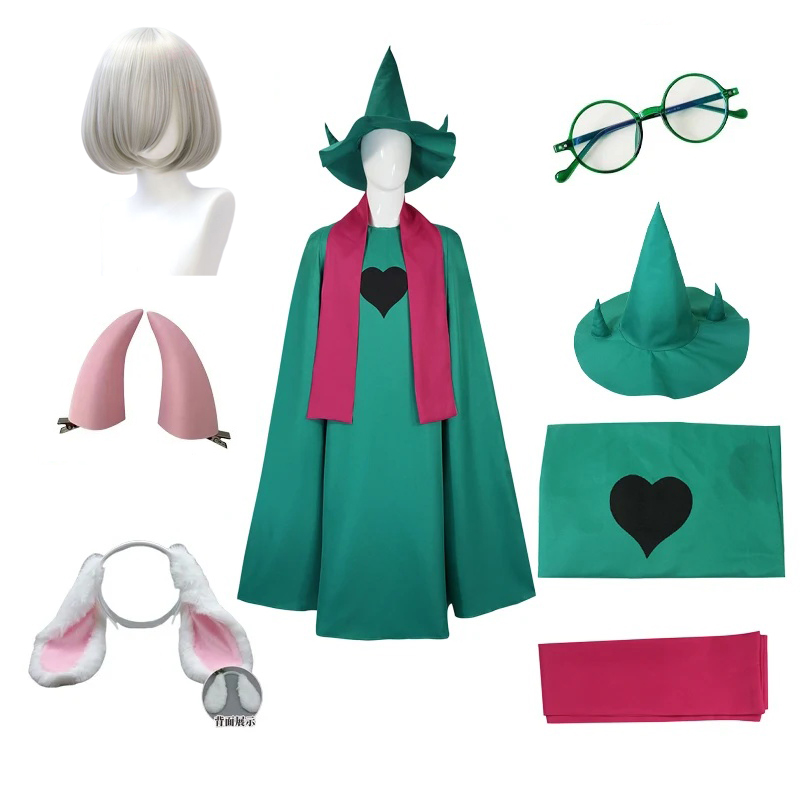Anime Cosplay Glasses - Halloween Deltarune Książę Ralsei Pełny Zestaw